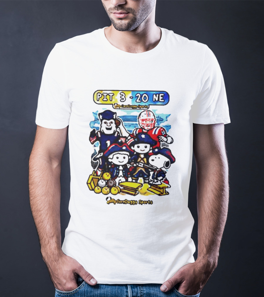 PIT 3 Vs 20 NE Patriots Snoopy Cartoon CornDoggy Sports Game Day T-Shirt