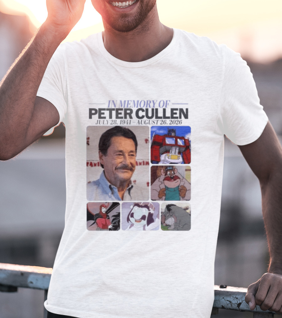 In Memory Of Peter Cullen July 28 1941 Aug 26 2026 Optimus Prime Eeyore Monterey Jack Voices T-Shirt