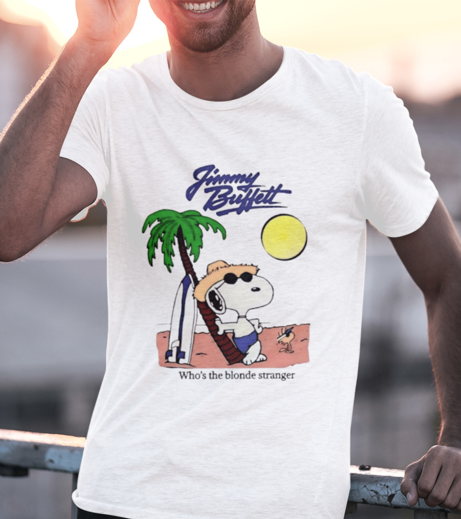 Jimmy Buffett Snoopy Who's The Blonde Stranger Surfing Palm Beach Moon T-Shirt