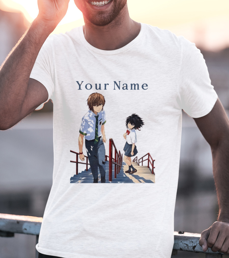 Light Yagami And Your Name Anime Crossover Stairs Scene T-Shirt