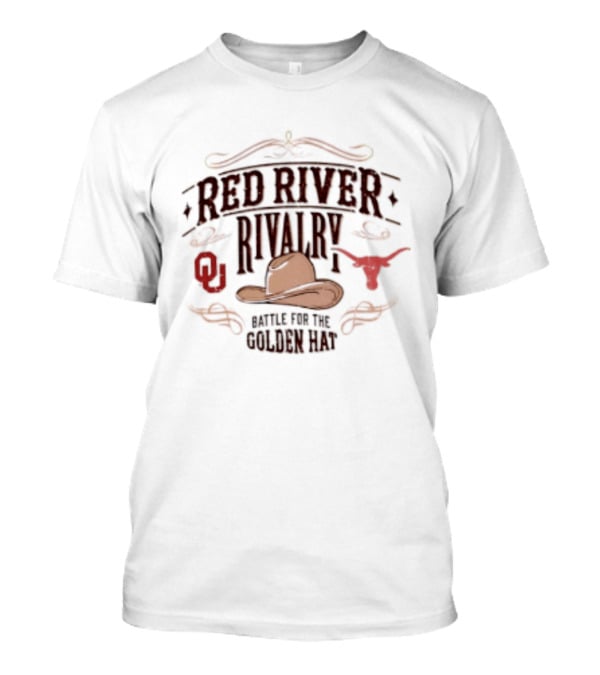 Oklahoma Sooners Texas Longhorns 2026 Red River Rivalry Battle For The Golden Hat T-Shirt