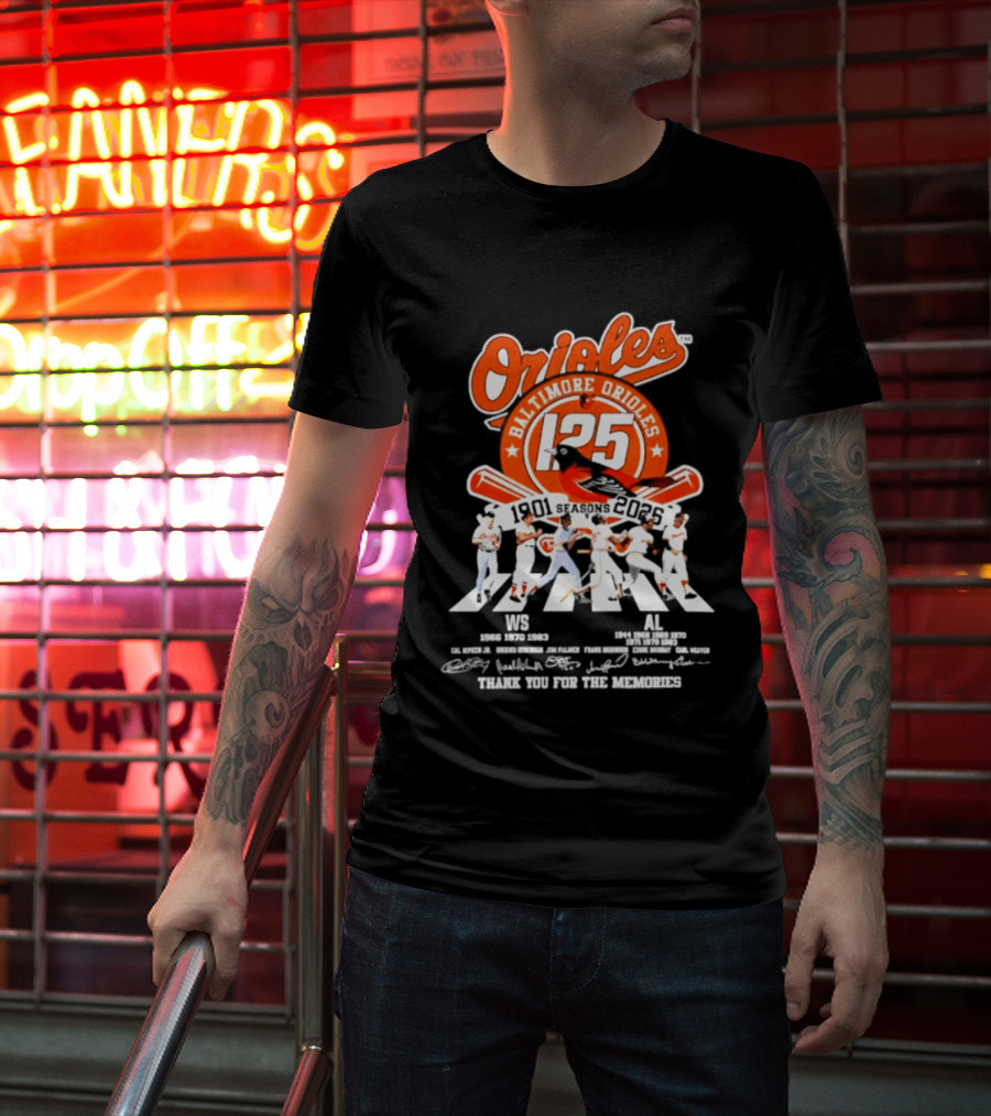 Baltimore Orioles 125 Seasons 1901 2025 Thank You For The Memories T-Shirt