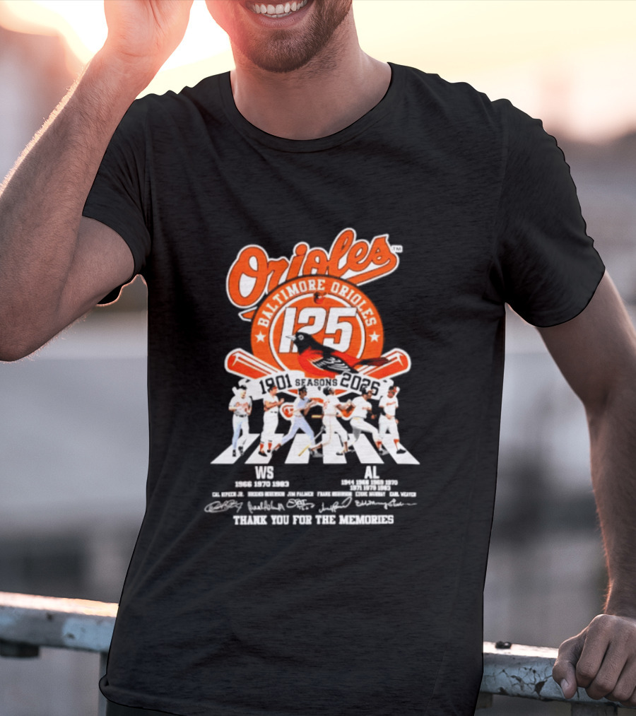 Baltimore Orioles 125 Seasons 1901 2025 Thank You For The Memories T-Shirt