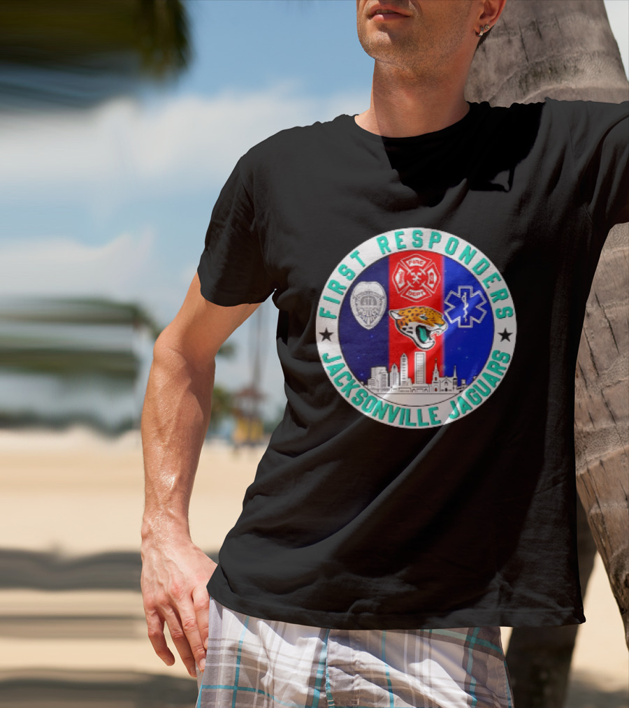 First Responders Jacksonville Jaguars Skyline Tribute 9.11 Memorial T-Shirt