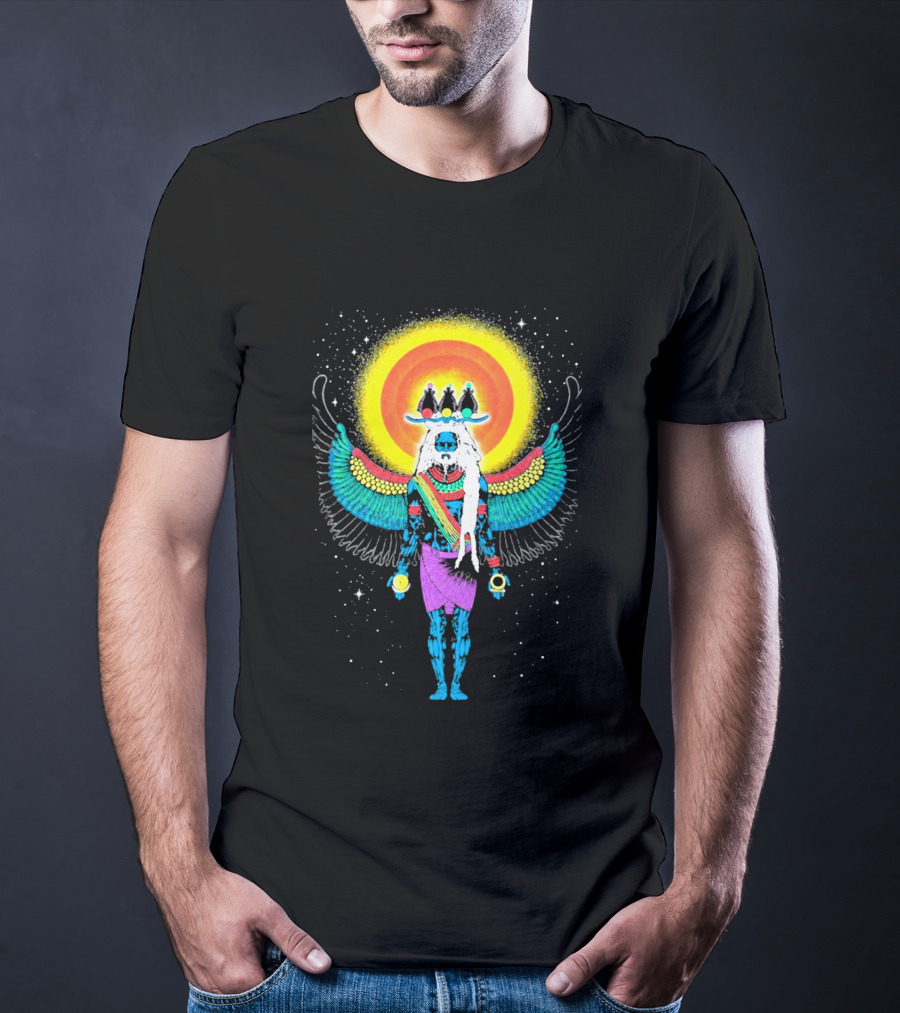 Major Lazer Swizz Beatz Psychedelic Ancient Egyptian Winged Sunburst Deity T-Shirt