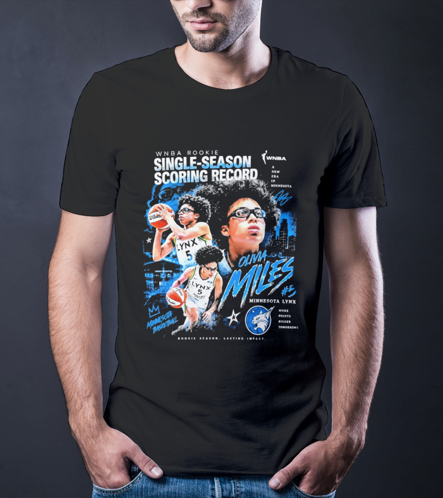 WNBA Rookie Olivia Miles Minnesota Lynx Single Season Scoring Record Impact T-Shirt