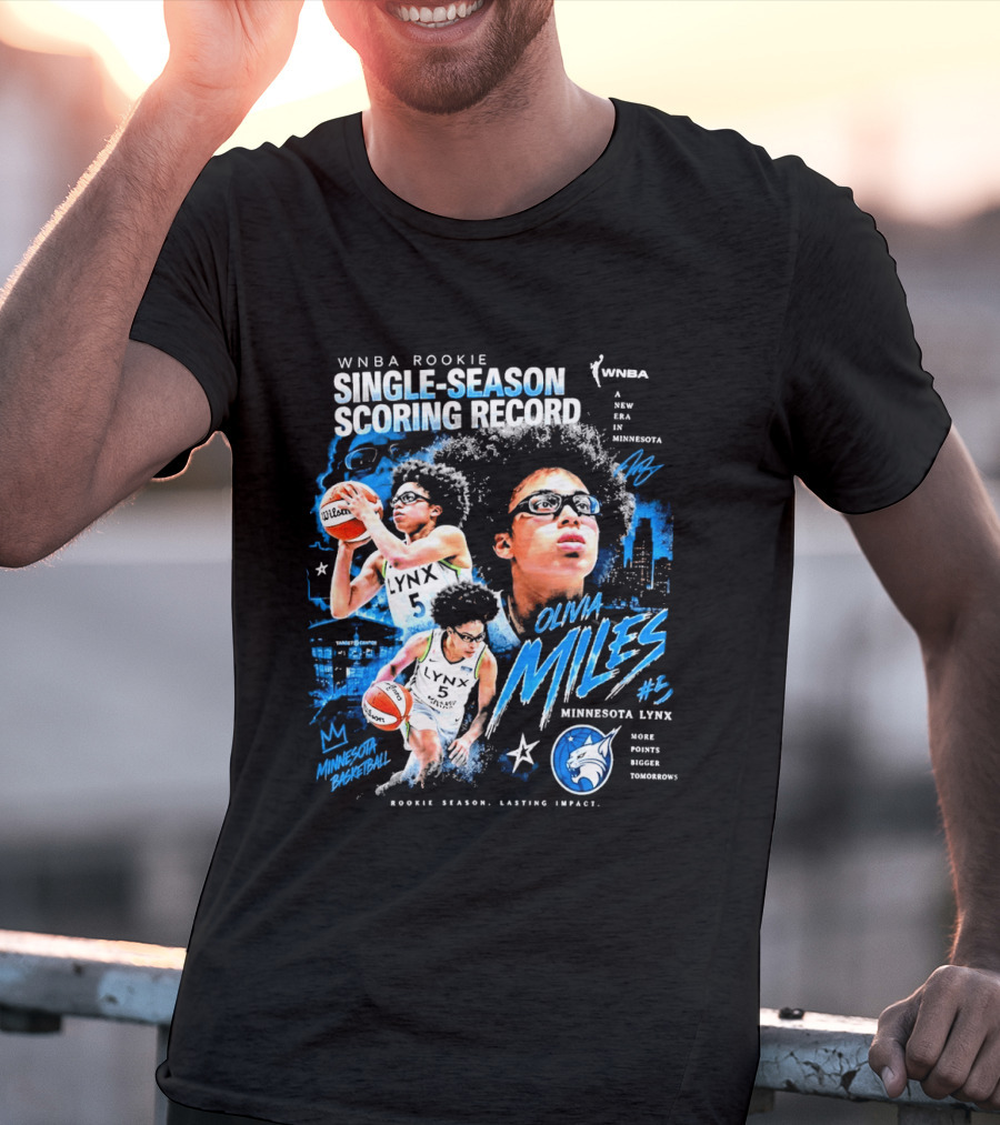 WNBA Rookie Olivia Miles Minnesota Lynx Single Season Scoring Record Impact T-Shirt
