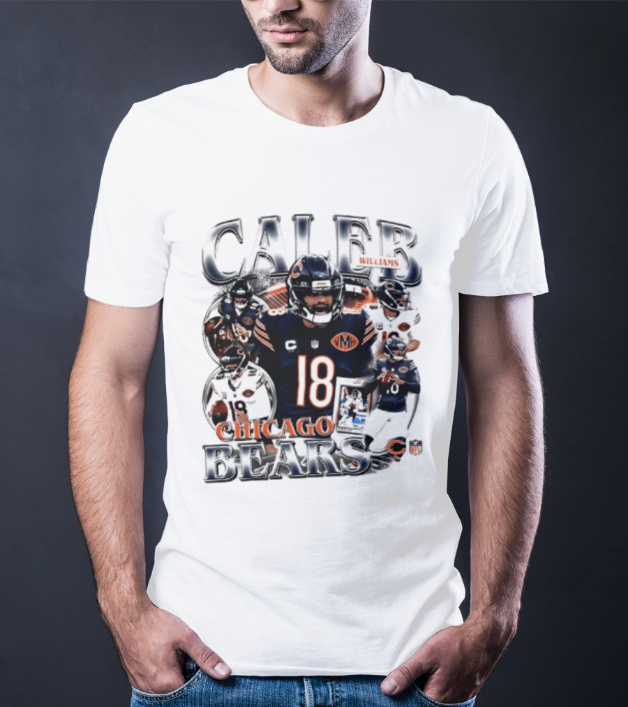 Caleb Williams Chicago Bears 18 Player Collage 2026 T-Shirt