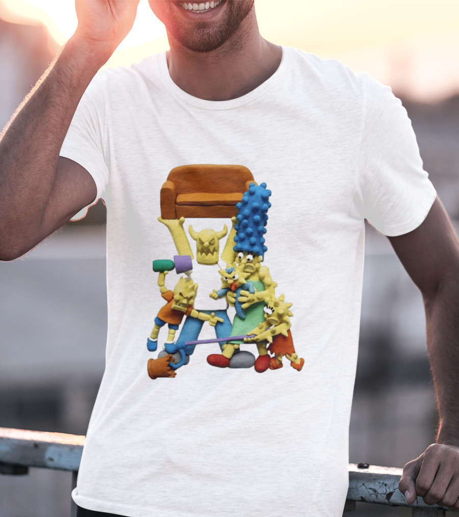 Couch Gag Sculpted Family Chaos Iconic Animation T-Shirt