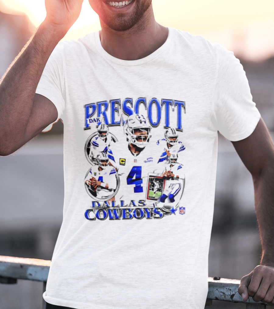 Prescott 4 Dallas Cowboys Player Collage 2026 T-Shirt