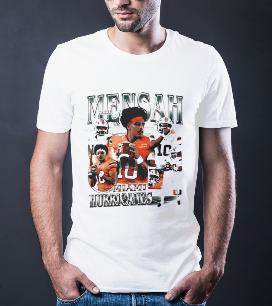 Darian Mensah Miami Hurricanes 10 Football Player Collage T-Shirt