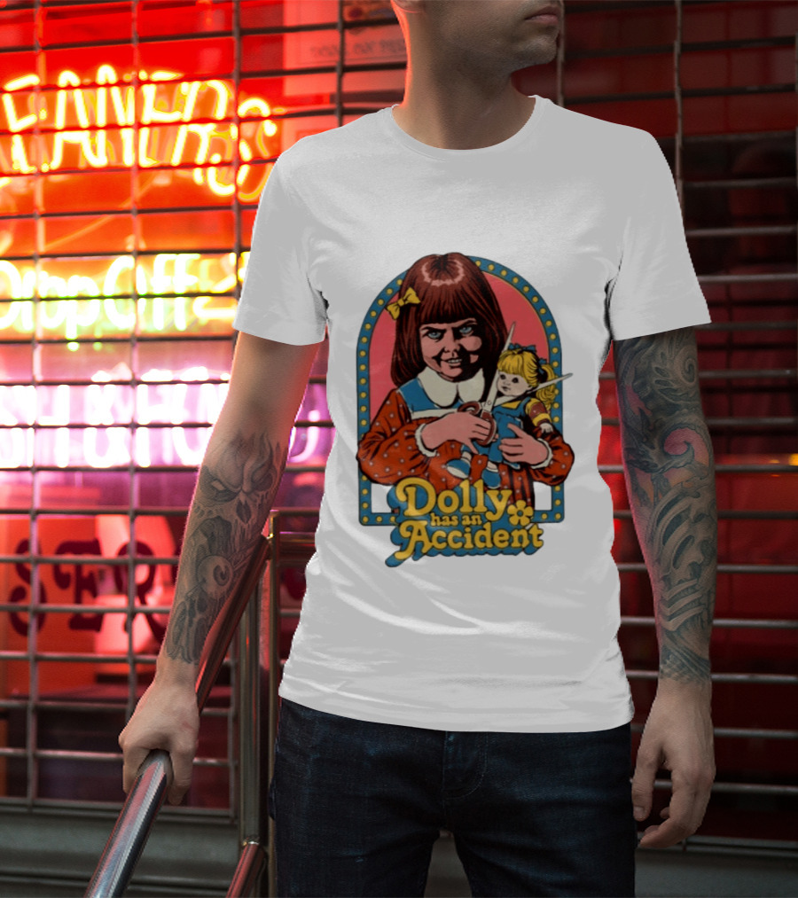 Dolly Has An Accident Creepy Doll Steven Rhodes T-Shirt