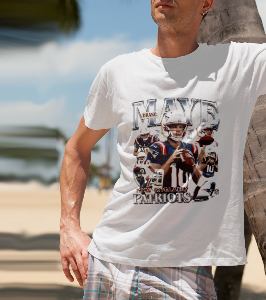 Drake Maye New England Patriots 2026 Player Collage Football Jersey T-Shirt