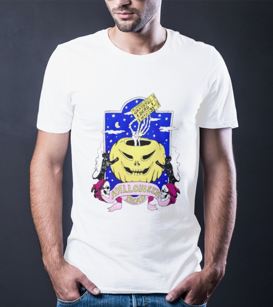 Grateful Dead Halloween Skeleton Hand With Pumpkin And Ticket 1971 T-Shirt