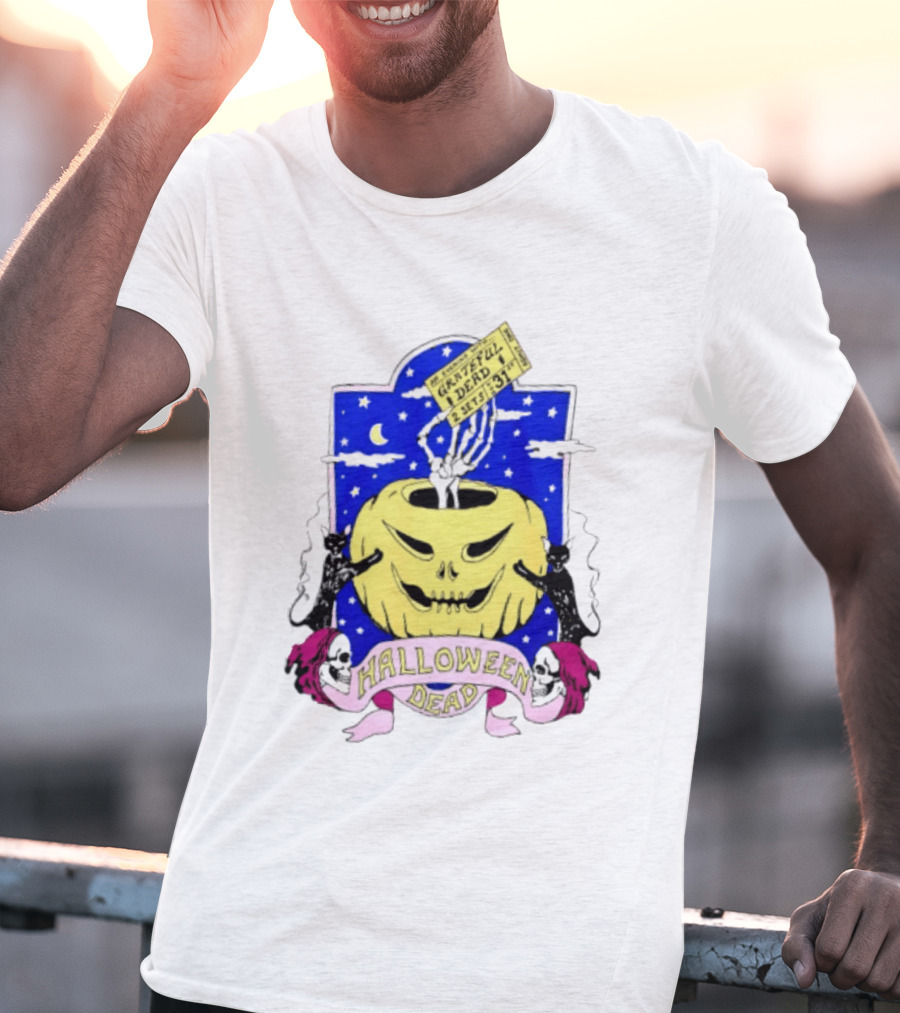 Grateful Dead Halloween Skeleton Hand With Pumpkin And Ticket 1971 T-Shirt