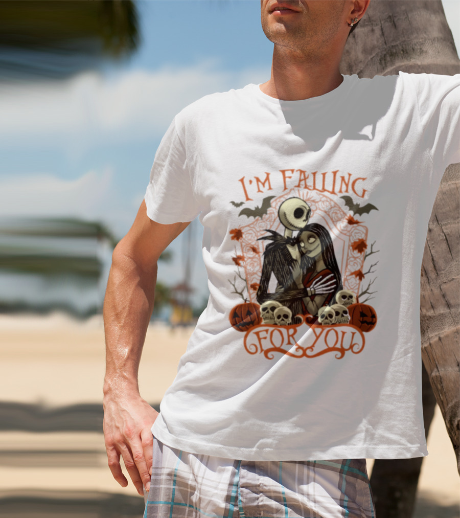 I'm Falling For You The Nightmare Before Halloween Jack And Sally Halloween Pumpkins Skulls Bats T-Shirt