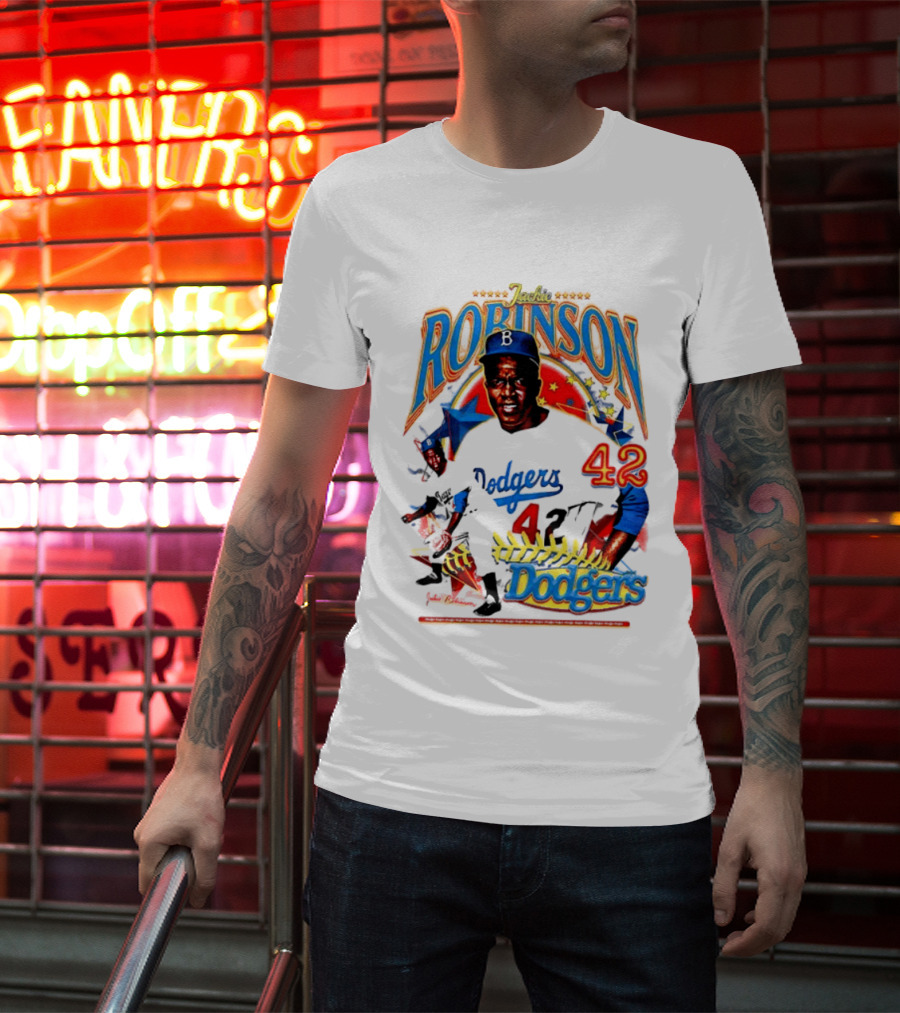 Jackie Robinson Dodgers 42 Legends Baseball Icon Two Sided T-Shirt