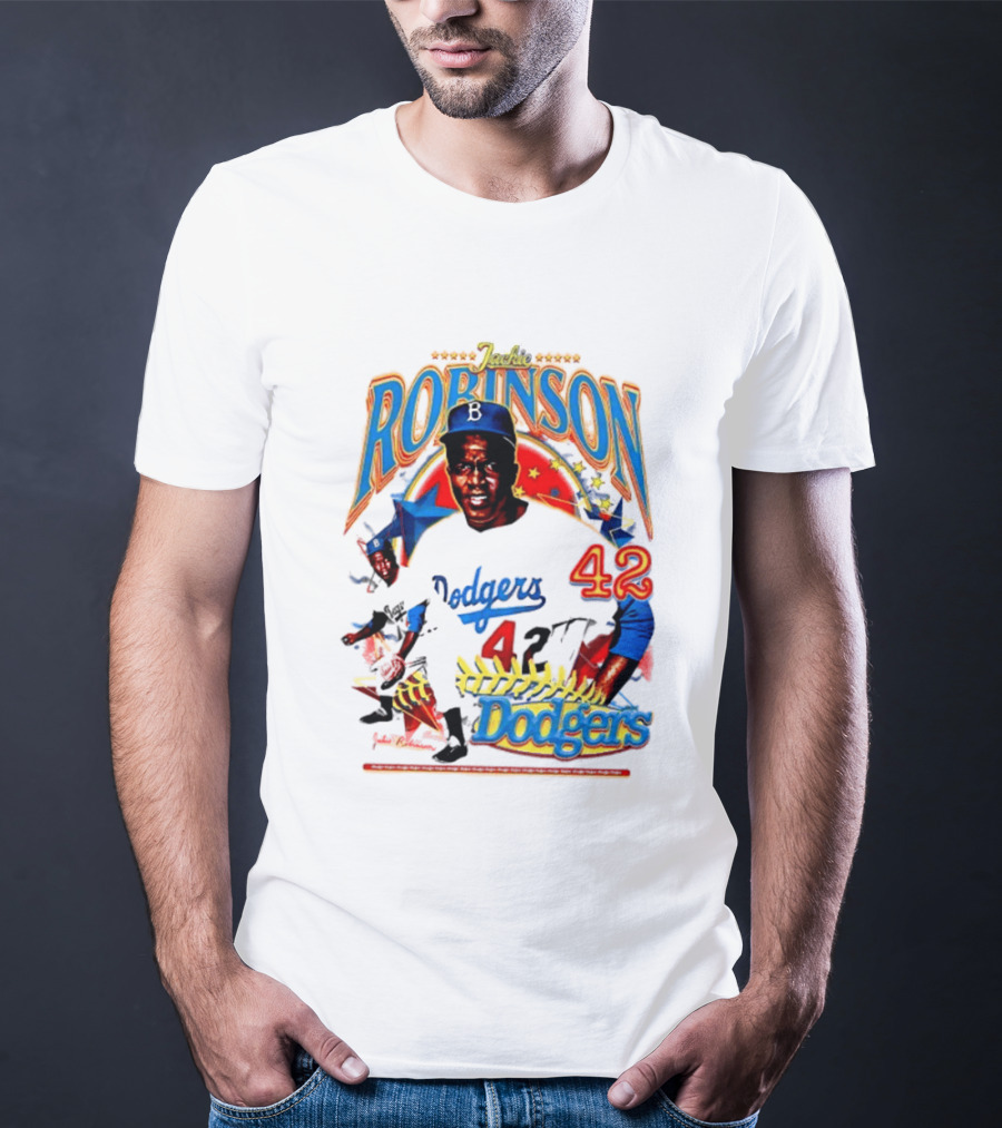 Jackie Robinson Dodgers 42 Legends Baseball Icon Two Sided T-Shirt