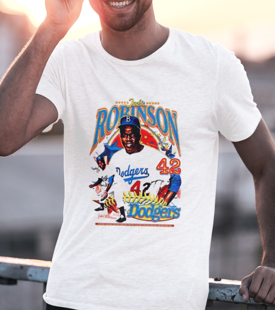 Jackie Robinson Dodgers 42 Legends Baseball Icon Two Sided T-Shirt