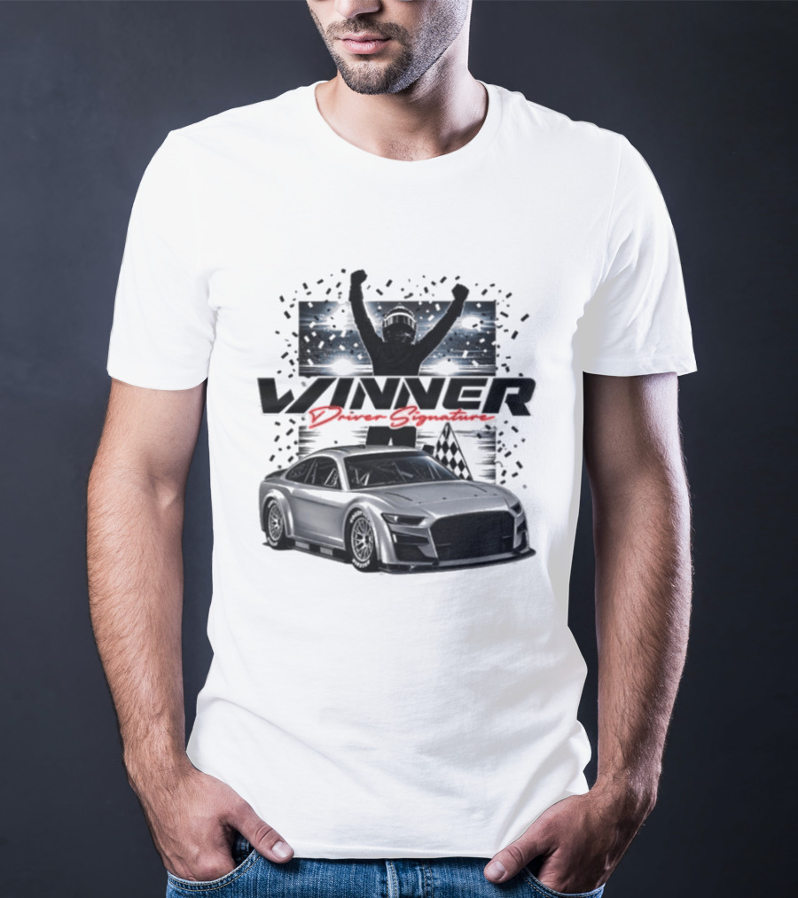 Joey Logano 2026 Winner Bass Pro Shops Night Race Victory Car And Driver Signature T-Shirt
