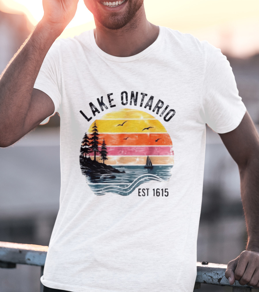 Lake Ontario Est 1615 Great Lakes Nature Sunset Sailing Scene T-Shirt
