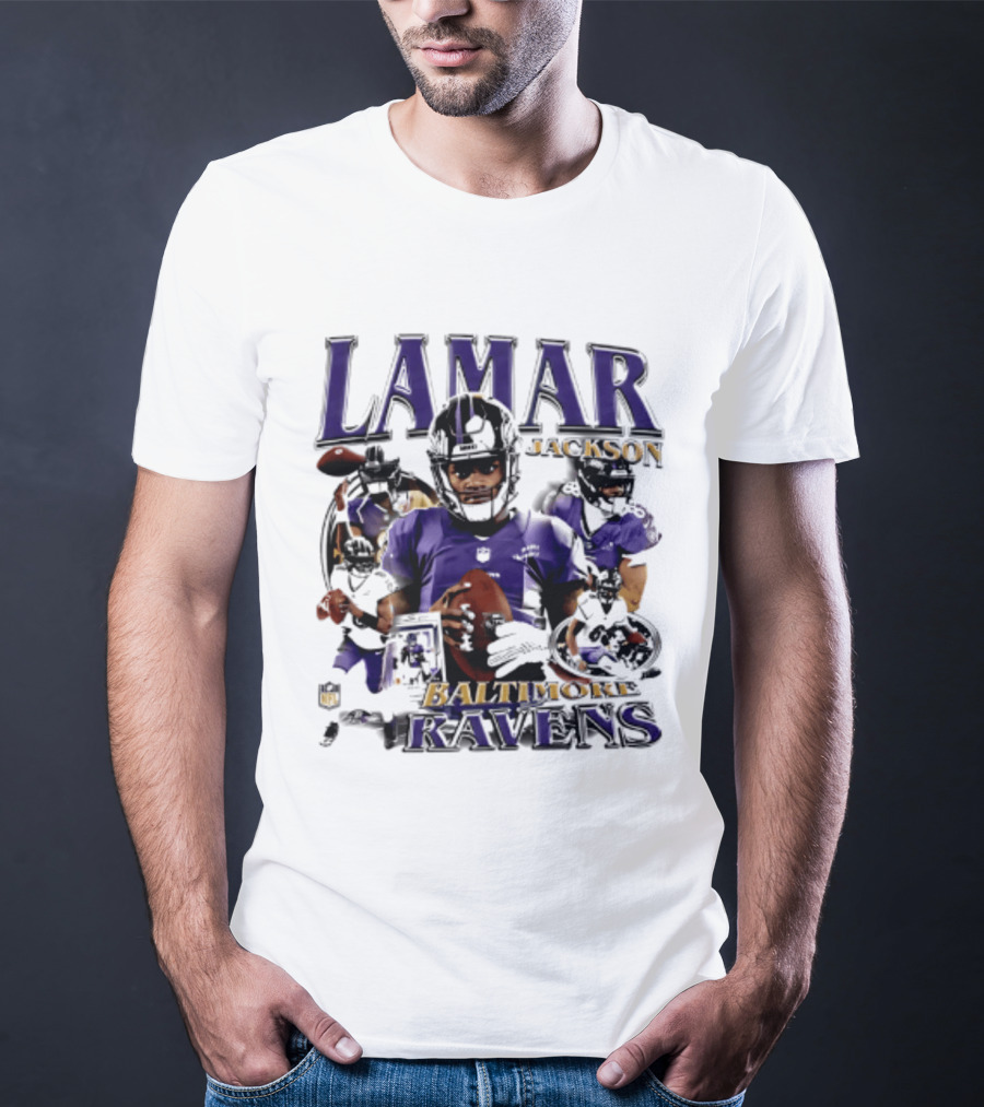 Lamar Jackson Baltimore Ravens Player Collage T-Shirt