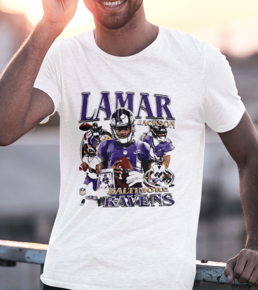 Lamar Jackson Baltimore Ravens Player Collage T-Shirt
