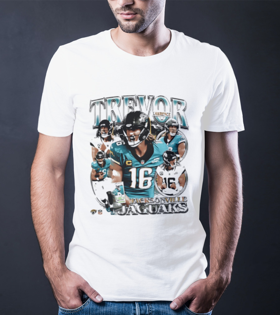 Trevor Lawrence Number 16 Jacksonville Jaguars 2026 Collage T-Shirt