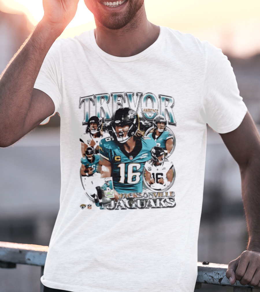 Trevor Lawrence Number 16 Jacksonville Jaguars 2026 Collage T-Shirt