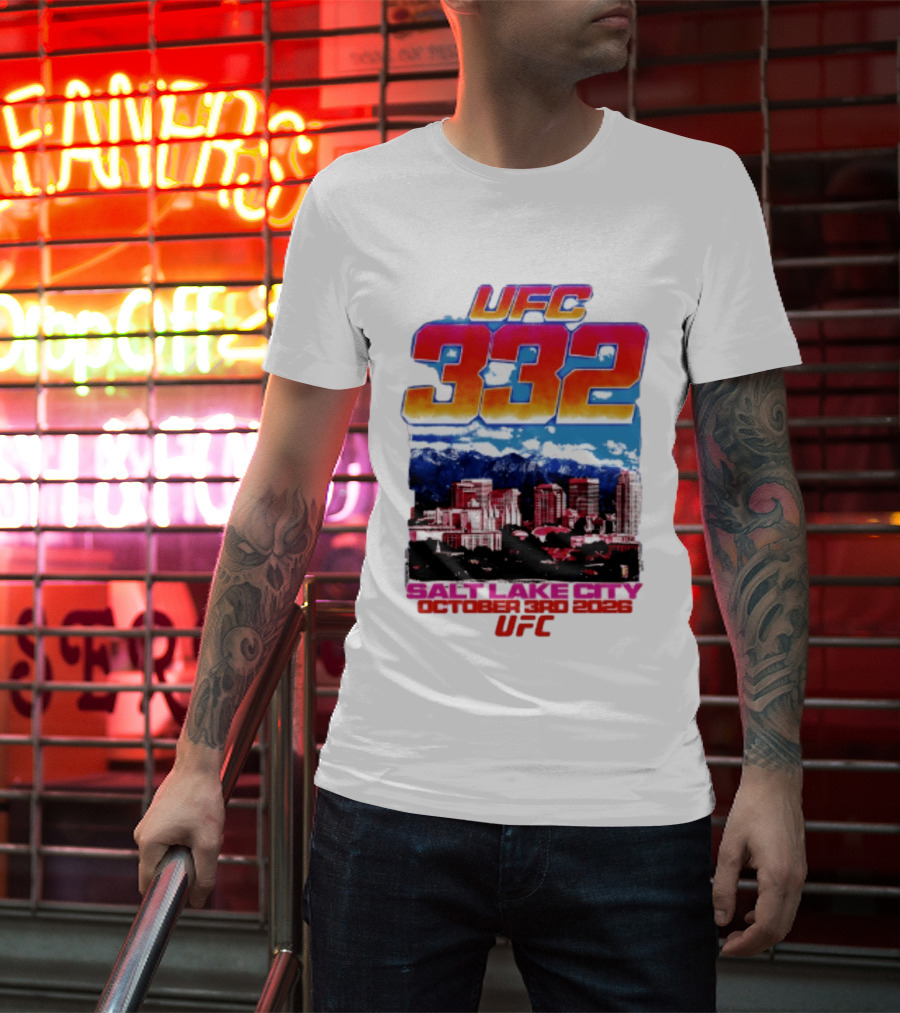 UFC 332 Salt Lake City October 3rd 2026 Urban Skyline Event T-Shirt