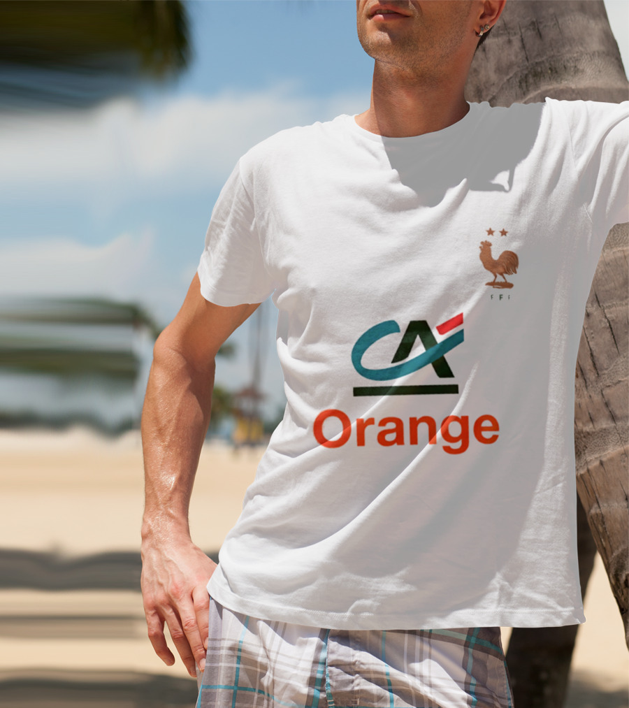 Crédit Agricole Orange Rooster Emblem With Stars And FF T-Shirt