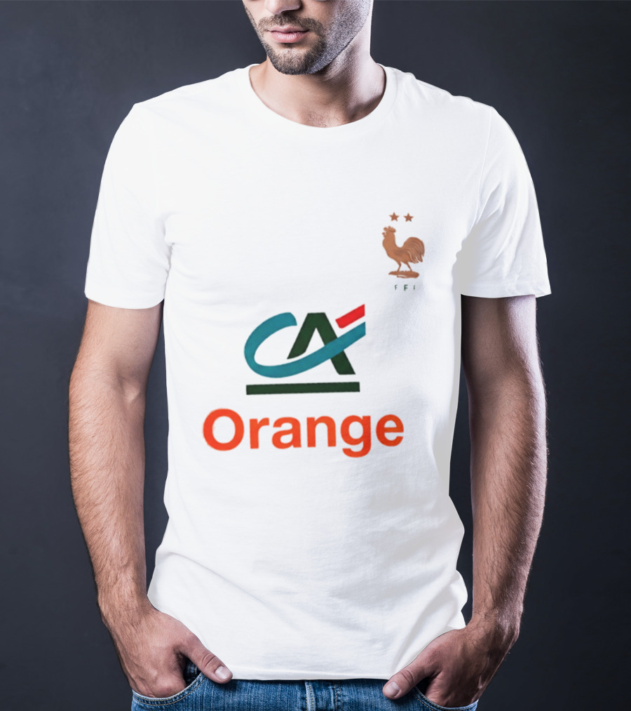 Crédit Agricole Orange Rooster Emblem With Stars And FF T-Shirt