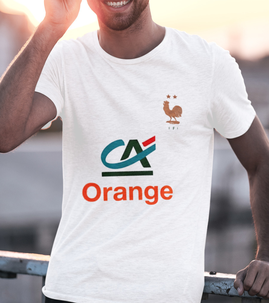 Crédit Agricole Orange Rooster Emblem With Stars And FF T-Shirt