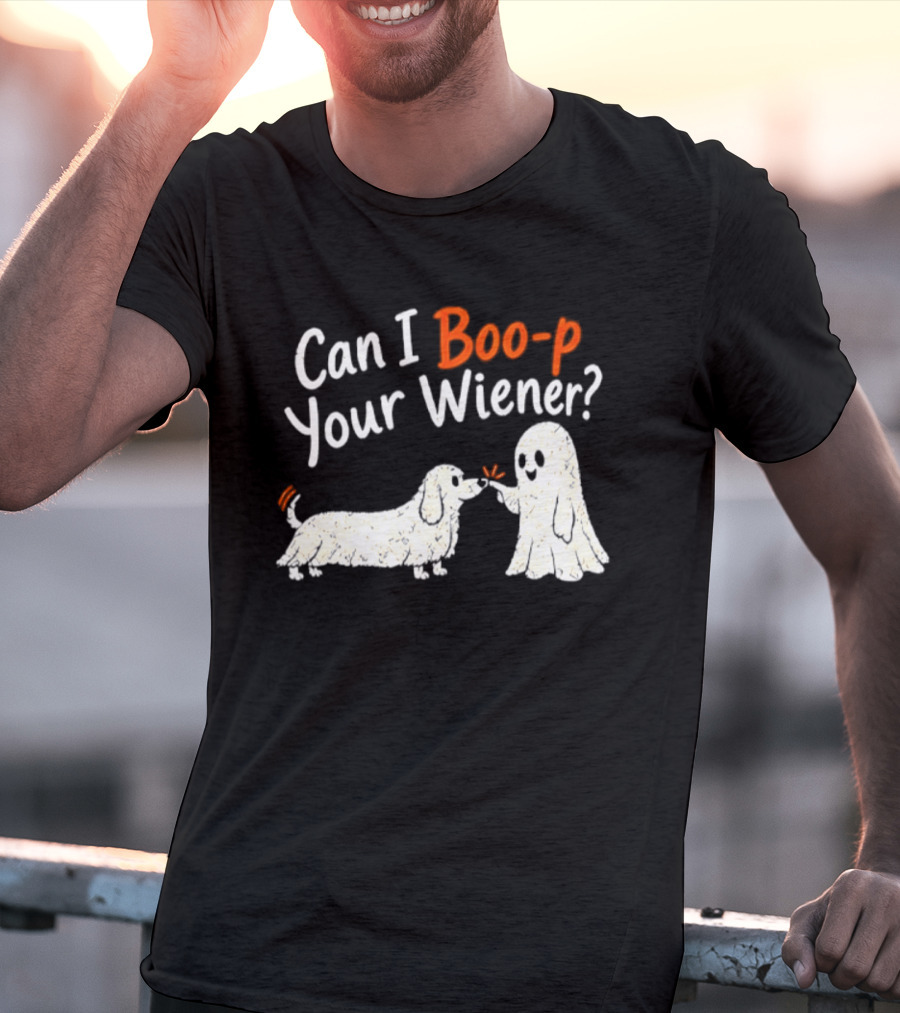Can I Boo P Your Wiener Dachshund Ghost And Dog Halloween Fun T-Shirt