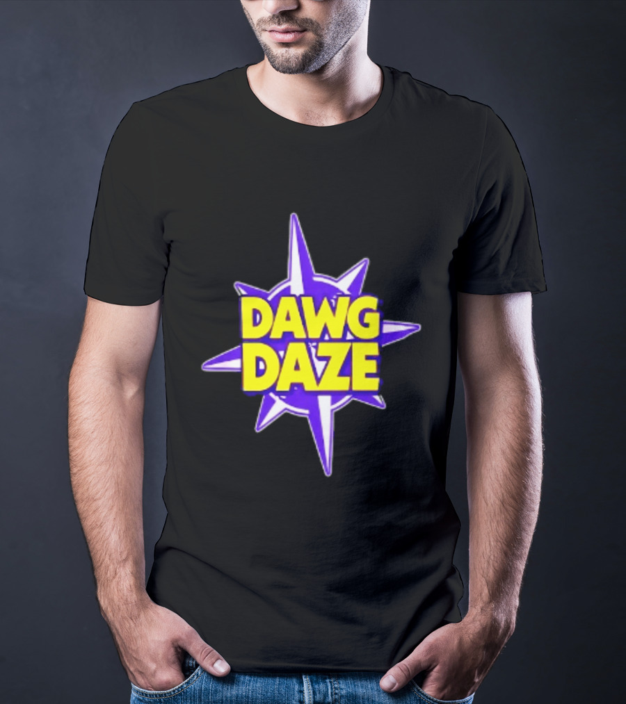 Dawg Daze University Campus Orientation Purple And Yellow Starburst T-Shirt
