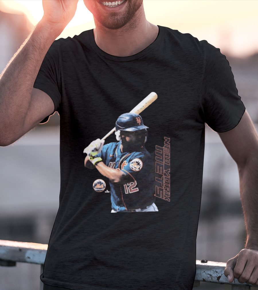 Francisco Lindor New York Mets MLB Number 12 Baseball Batting Action T-Shirt