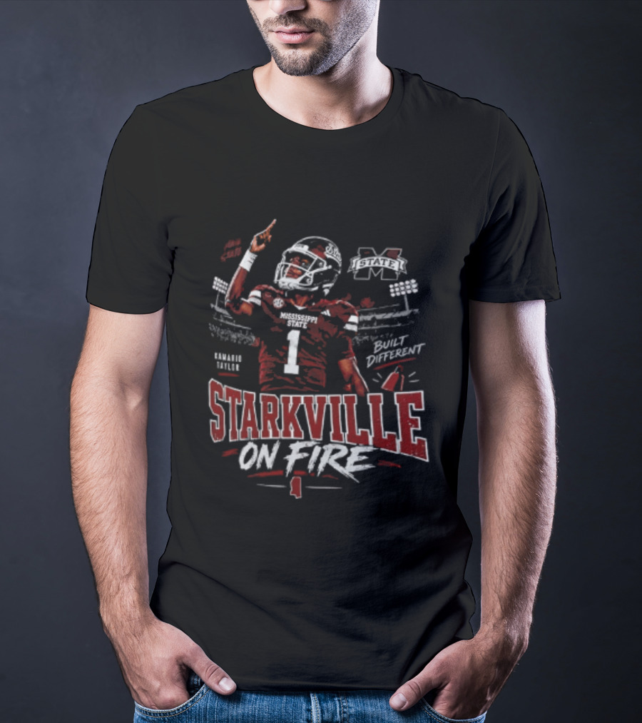 Mississippi State Bulldogs Kamario Taylor Starkville On Fire Hail State T-Shirt