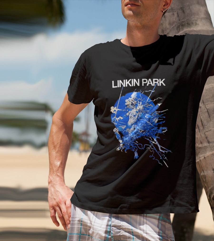 Linkin Park Katsuya Terada Blue Abstract Art Collaboration T-Shirt
