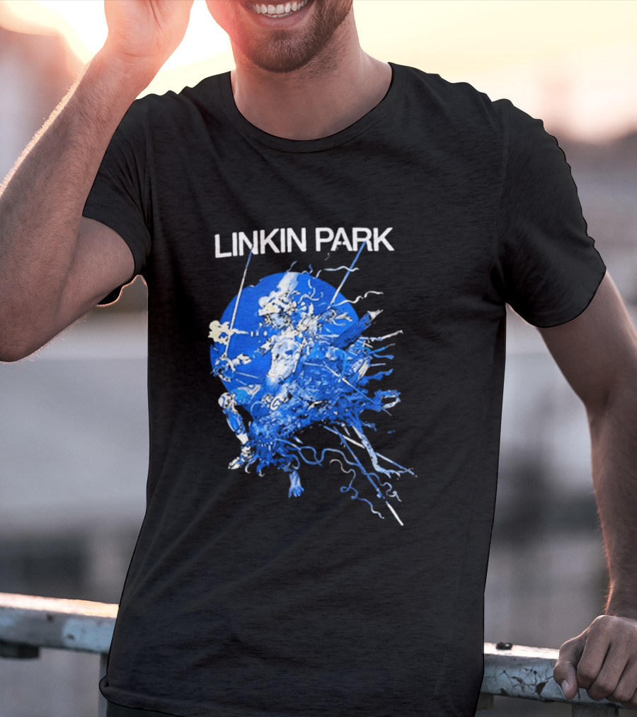 Linkin Park Katsuya Terada Blue Abstract Art Collaboration T-Shirt