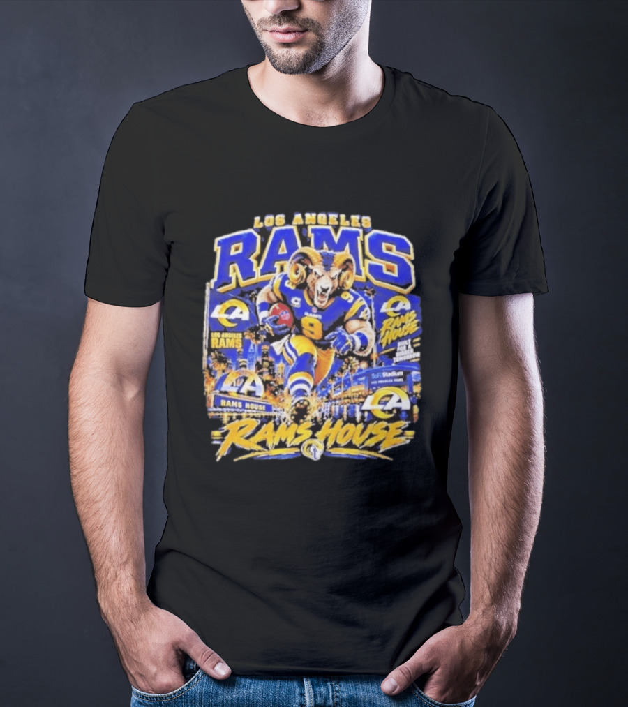 Los Angeles Rams House Ram Mascot SoFi Stadium Football Fan Gear T-Shirt