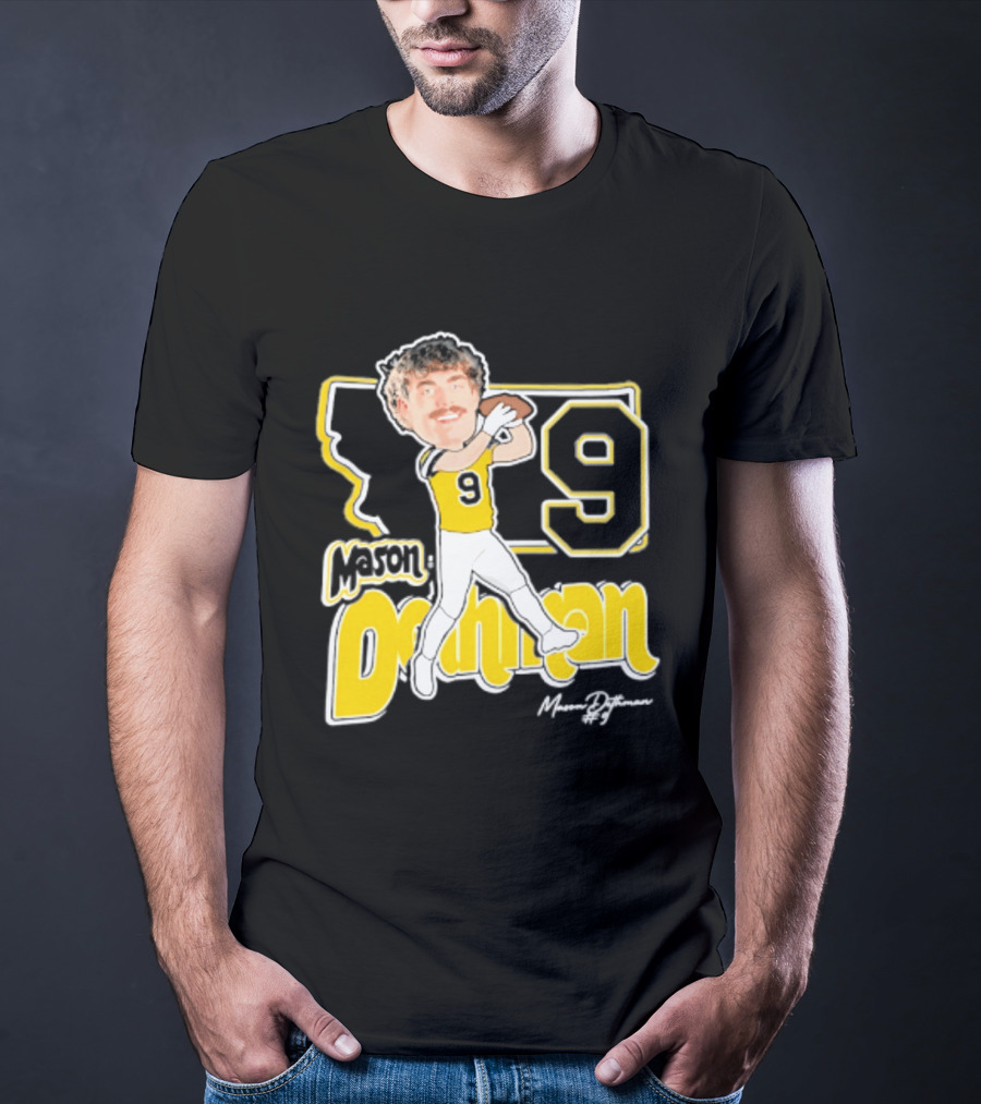 Mason Dethman Montana State Bobcats Caricature 2026 Number 9 Football T-Shirt