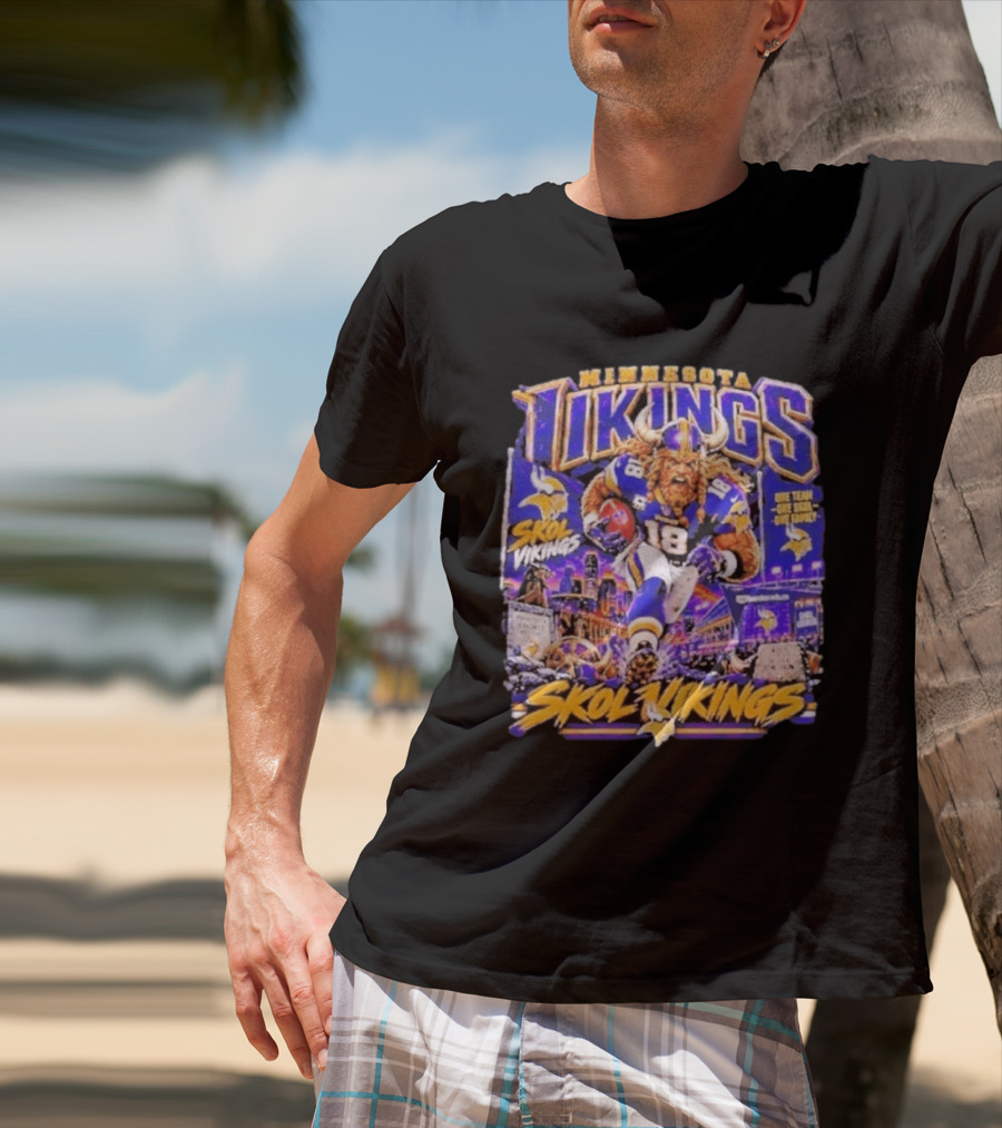 Minnesota Vikings Skol Vikings One Team One Skol One Family 18 Football City Highlights T-Shirt