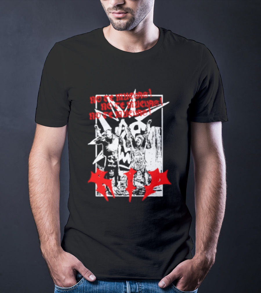 No Te Muevas Rip Punk Rock Hardcore Band White And Red Distorted T-Shirt