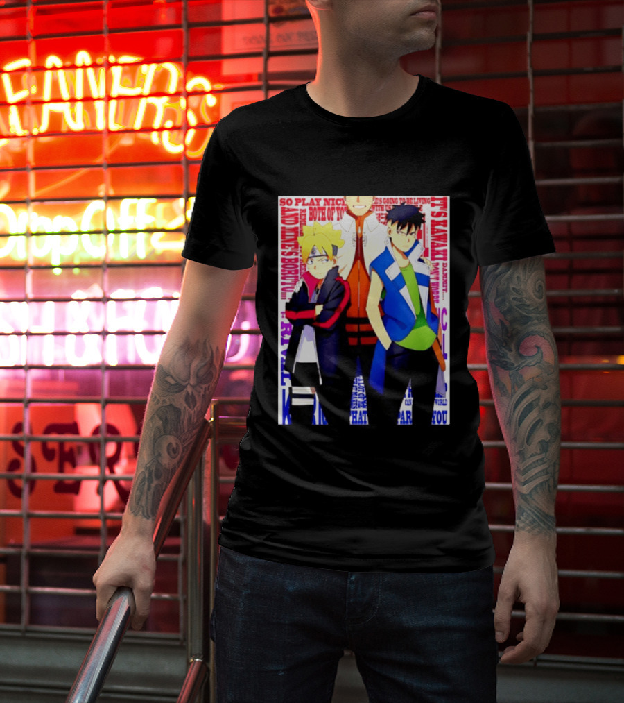 Uzumaki Boruto Naruto Kawaki Rivals Bright Style Manga Characters T-Shirt