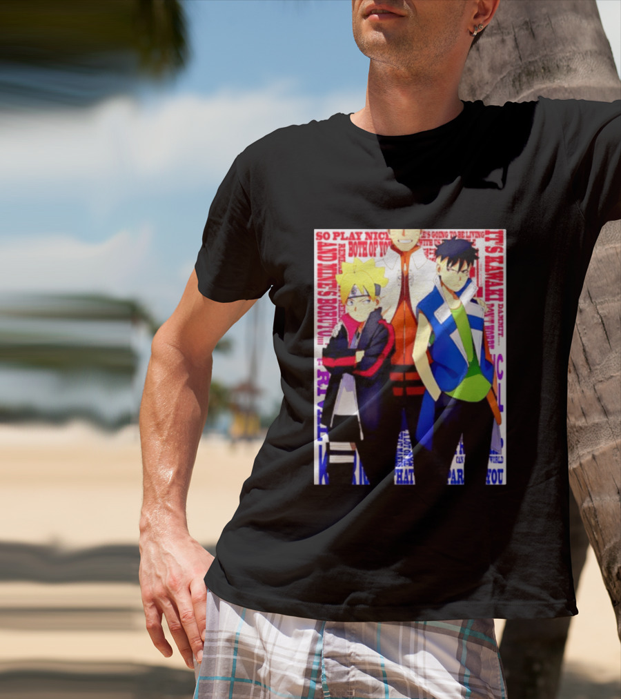 Uzumaki Boruto Naruto Kawaki Rivals Bright Style Manga Characters T-Shirt