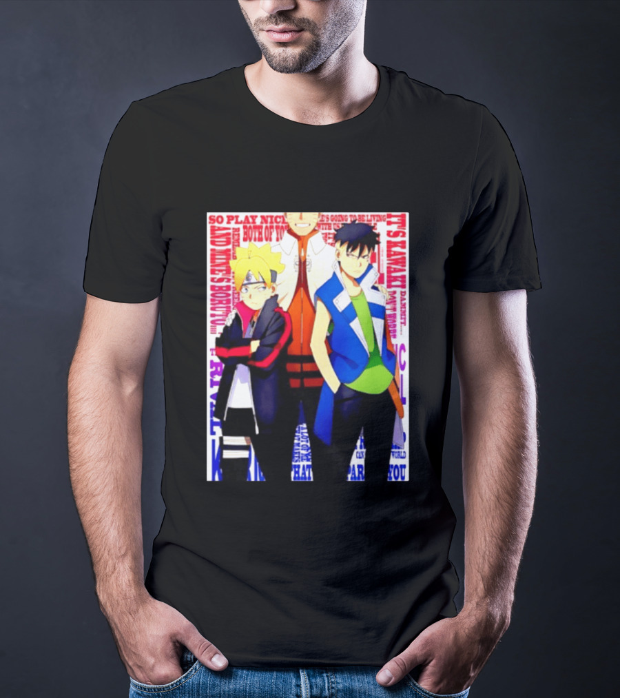 Uzumaki Boruto Naruto Kawaki Rivals Bright Style Manga Characters T-Shirt