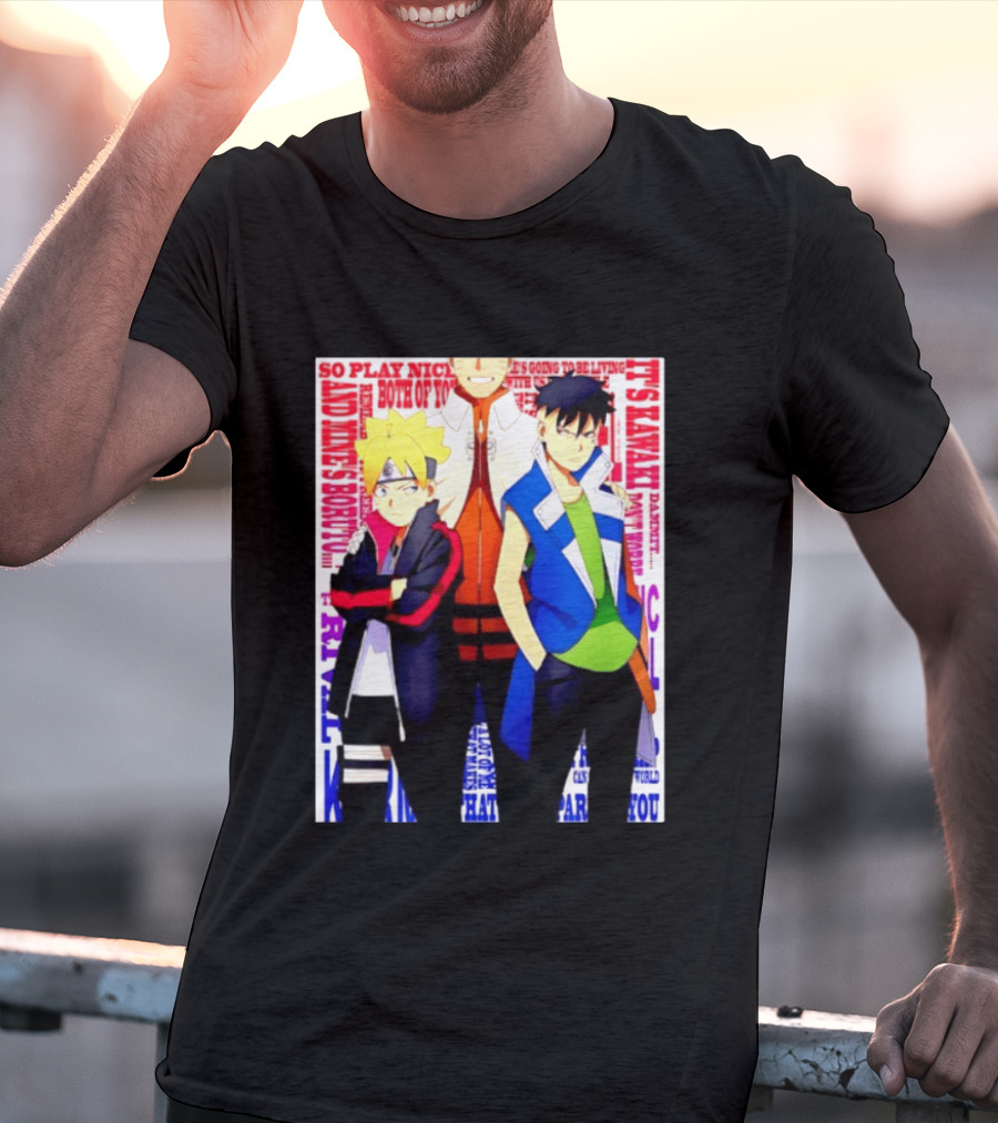 Uzumaki Boruto Naruto Kawaki Rivals Bright Style Manga Characters T-Shirt