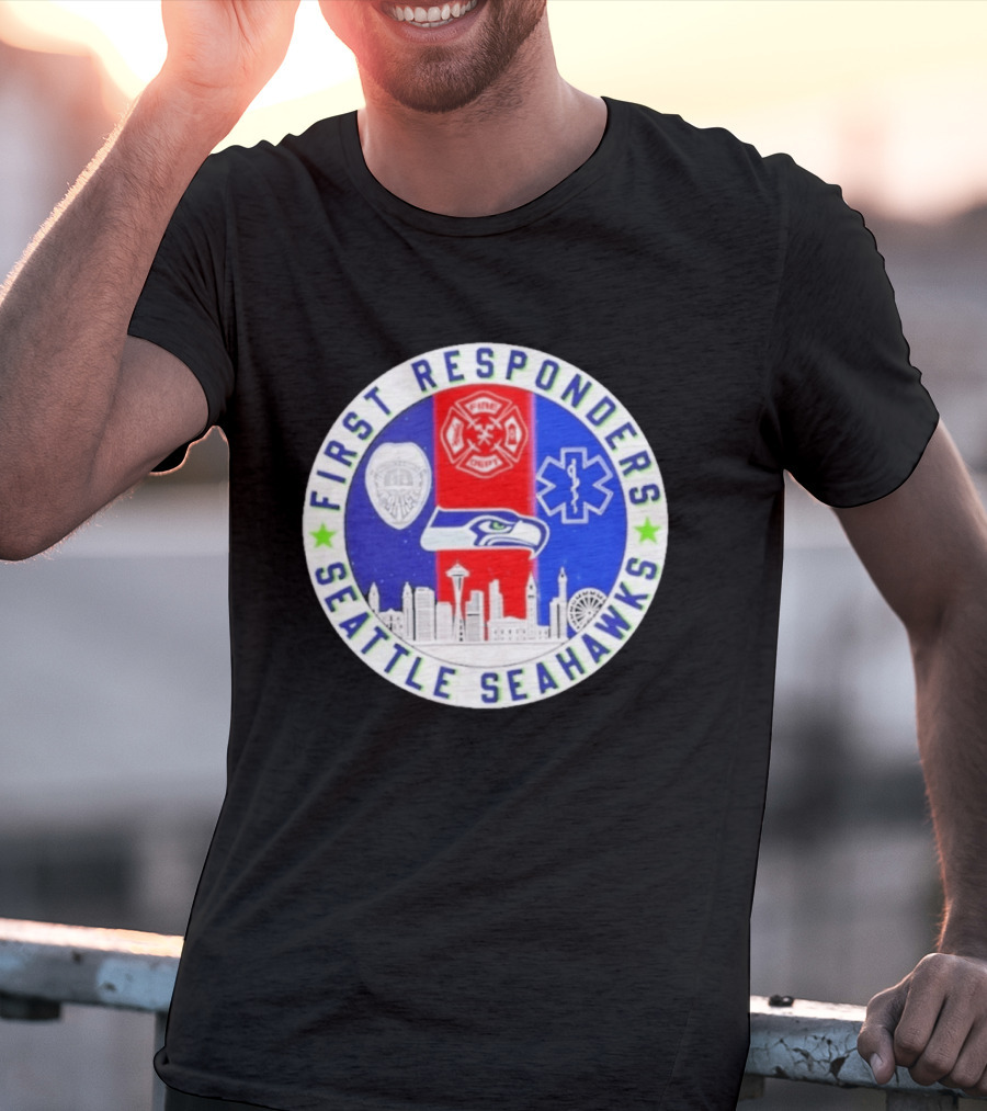 Seattle Seahawks First Responders Never Forget 9 11 Skyline T-Shirt
