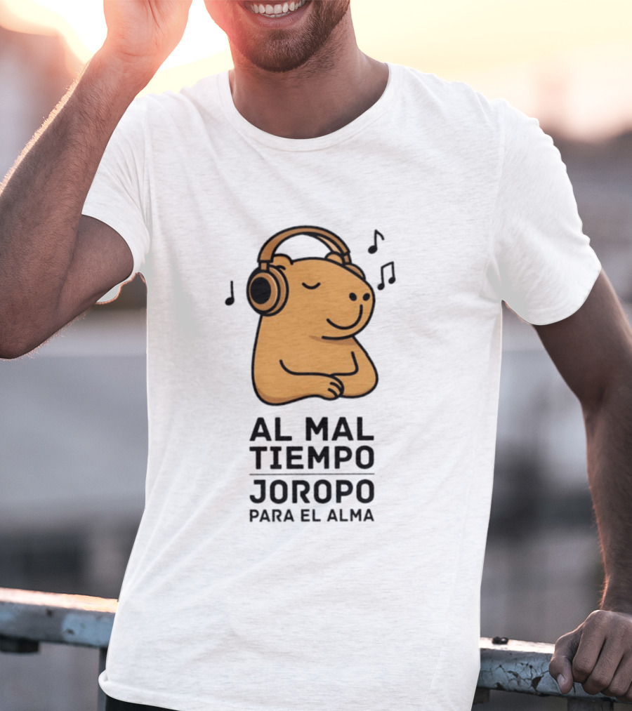 Al Mal Tiempo Joropo Para El Alma Capybara Headphones Music Notes T-Shirt