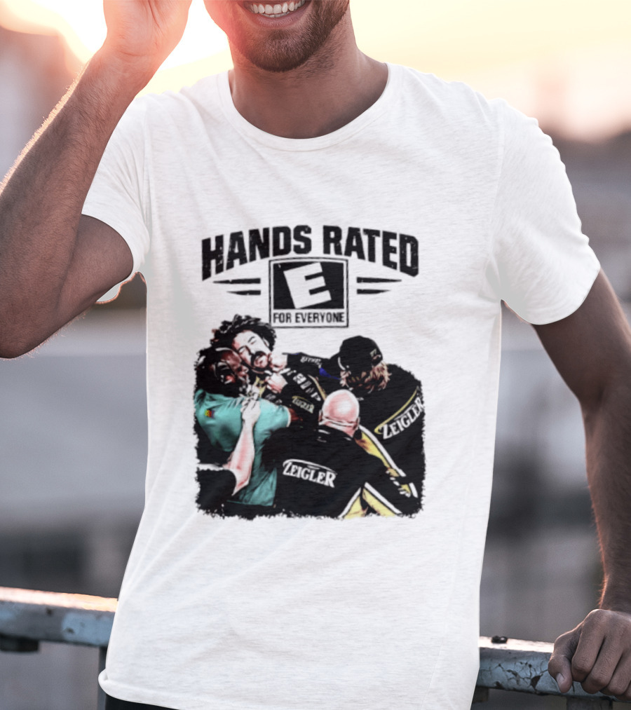 Hands Rated E For Everyone NASCAR Racing Brawl Scene T-Shirt
